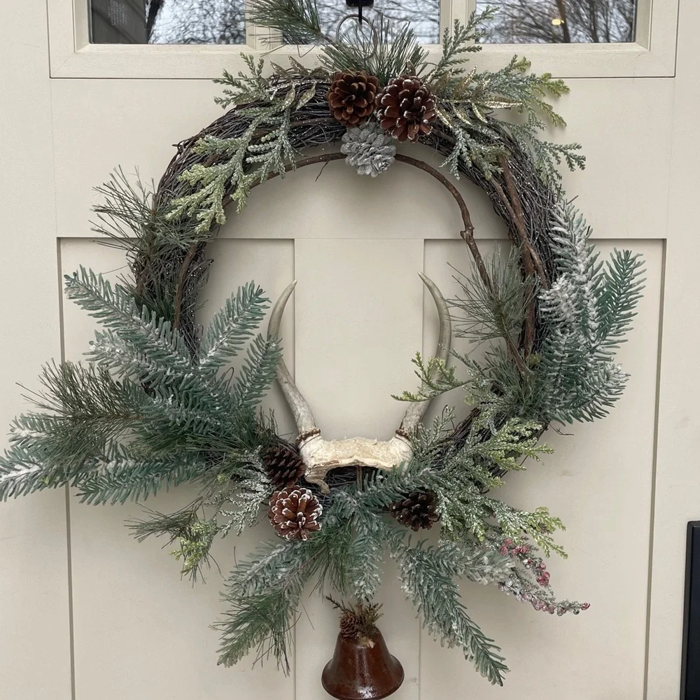 Authentic Antler Christmas Wreath Handmade 16” round